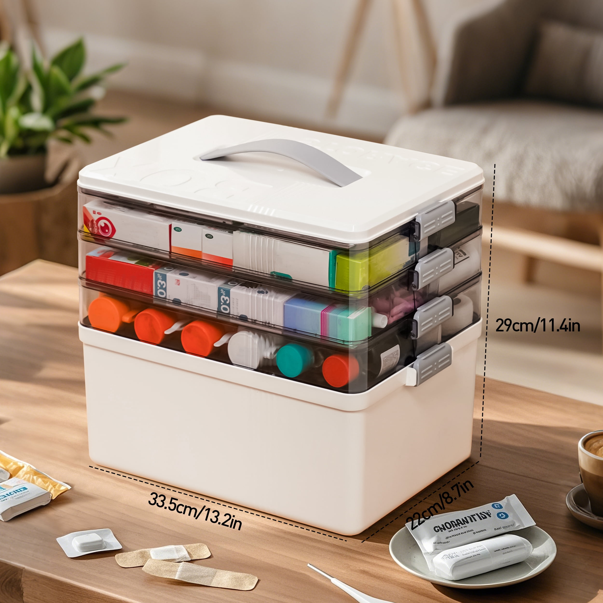 4 Layer Stackable storage bins with lid Stack & Carry Box Plastic Portable Handled with Removable Tray for Craft Adult
