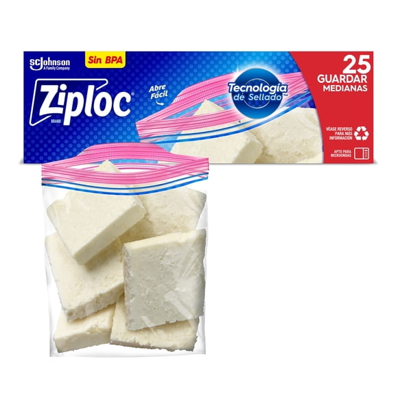 Bolsas Reutilizables Ziploc Para Guardar Alimentos 1 Paquete con 25 Bolsas Tamaño Mediano
