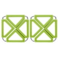 thumbnail image 1 of 2 Pcs Silicone & Stainless Steel Hot Pot Holder Trivet Mat Heat Resistant Non-slip Square Foldable Table Pad Bowl Mat Cup Coasters (Green), 1 of 9
