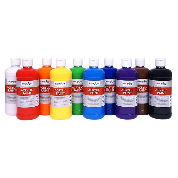 Awesome Acrylic Paint Set 10 Colors 16Oz - Basic Supplies - 10 Pieces