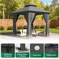 thumbnail image 3 of Clouddwell 8'x 8' Patio Gazebo Double Roof Protection All-Weather Outdoor Shelter Features Insect Screens & Privacy Curtains Ideal for Backyard, Lawn, (Gray), 3 of 9