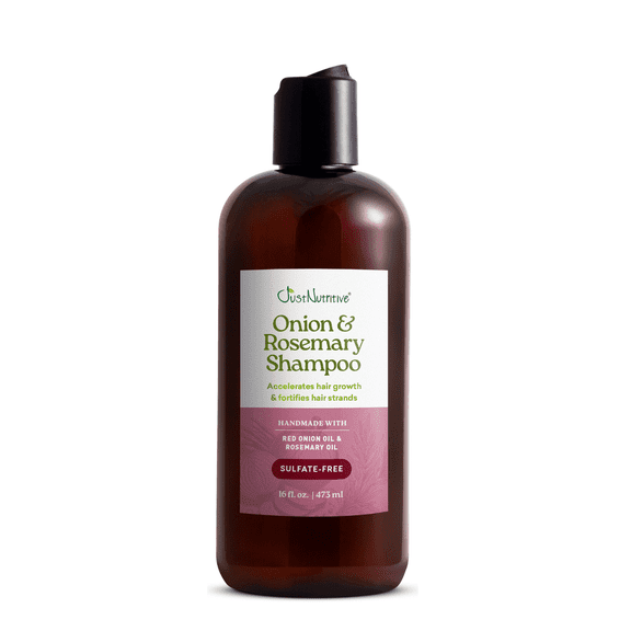 Just Nutritive Onion & Rosemary Shampoo for Hair Growth, Hair Loss, Oil Control, Thickening and Strengthening, Sulfate-Free, Enriched with Red Onion Oil, Rosemary Oil, Tea Tree - 16 oz