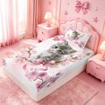 thumbnail image 4 of meiyoeat Cherry Blossom Kitten Theme Twin Sheets,Gray Cute Cat Print Bedding For Girl,3-Piece,1 Fitted Sheet and 1 Pillowcase, 4 of 6