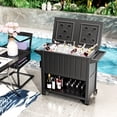 thumbnail image 2 of Lacoo 80 QT Resin Plastic Rolling Cooler Cart Ice Beer Drink Chest on Wheels with Shelf, Black, Outdoor, 2 of 8