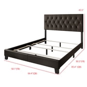 Home Design Omaha Queen Tufted Upholstered Panel Bed Frame, Dark Brown, Easy Assembly
