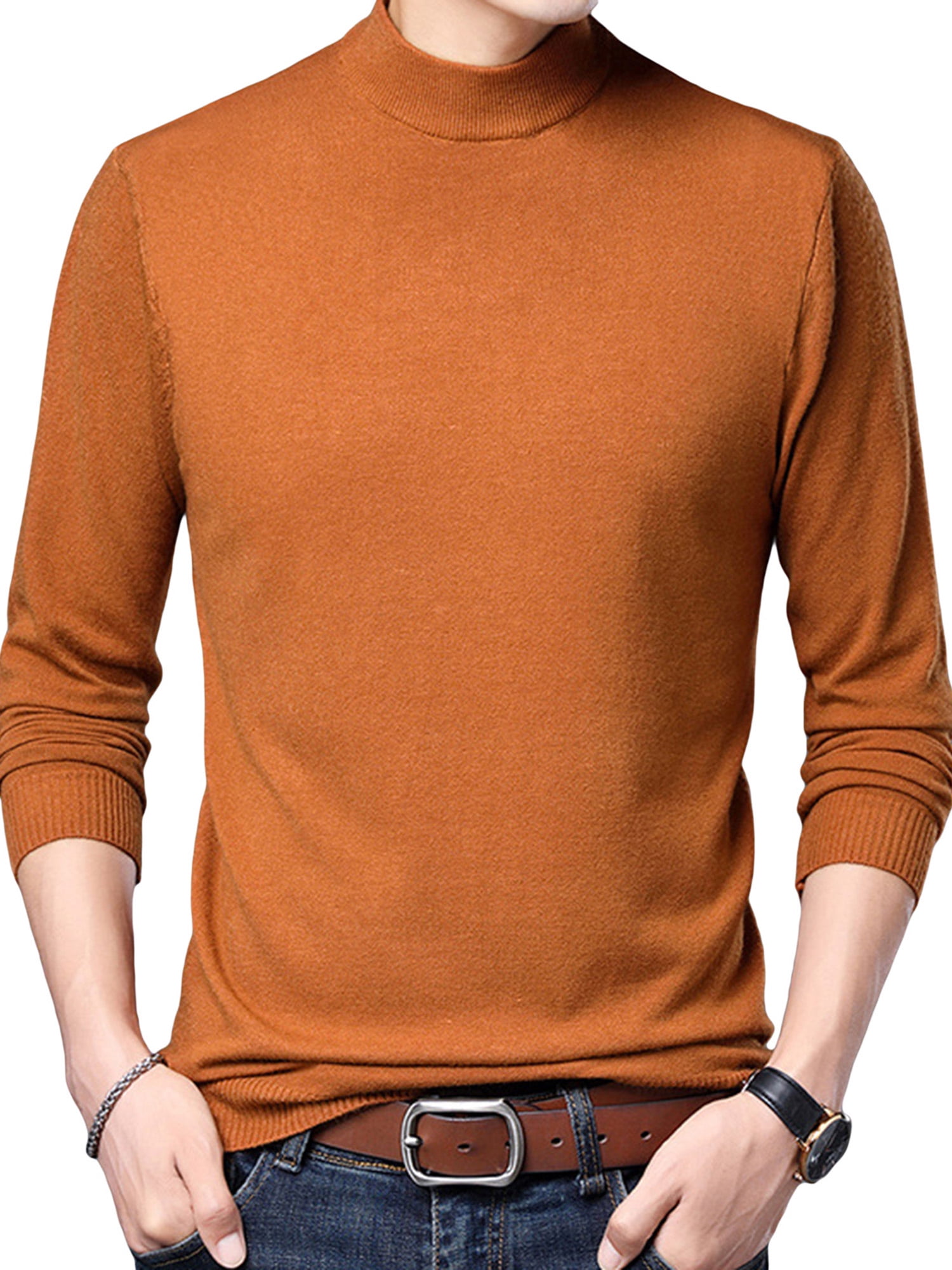 Mens Mock Turtleneck Sweater Casual 