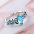 thumbnail image 3 of Light Blue Marquise Cut AAA CZ Band Women's 925 Silver Thin Finger Ring Sz 6-10, 3 of 3
