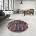 thumbnail image 4 of Ahgly Company Machine Washable Indoor Square Abstract Rose Dust Purple Area Rugs, 3' Square, 4 of 7