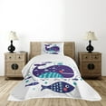thumbnail image 4 of Ambesonne Whale Quilted Bedspread Set 2 Pcs, Ocean Cartoon Big Fish, Twin Size, Purple Turquoise White, 4 of 5