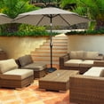 thumbnail image 1 of Patiojoy 10 ft Patio Market Umbrella w/Solar Powered LED Light Tan, 1 of 10