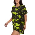 thumbnail image 2 of Fotbe Cute Cartoon Dinosaurs Print Pajama Set for Women 2 Piece Loungewear Short Sleeve Tops and Shorts Set Soft Sleepwear-4X-Large, 2 of 7
