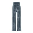 thumbnail image 6 of Frostluinai Velvet Pants for Women Drawstring Straight Leg Pants High Waist Baggy Wide Leg Pants Vintage Solid Lounge Pants with Pocket, 6 of 7