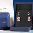 thumbnail image 5 of 925 Silver and 10K Yellow Gold Peach Nano Morganite and Blue Created Sapphire and White Lab Grown Diamond Earrings for Women | 28.33 Cttw | Gemstone October Birthstone | Pear Shape 18X13MM, 5 of 6