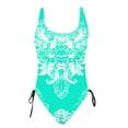 thumbnail image 5 of YABCSAZ Bathing Suit for Women Square Neck Tummy Control Sexy One Piece Swimsuit Print Summer Casual Beach Swimwear Bikini Set for Summer Holiday Vocation Summer Saving Clearance!, 5 of 6