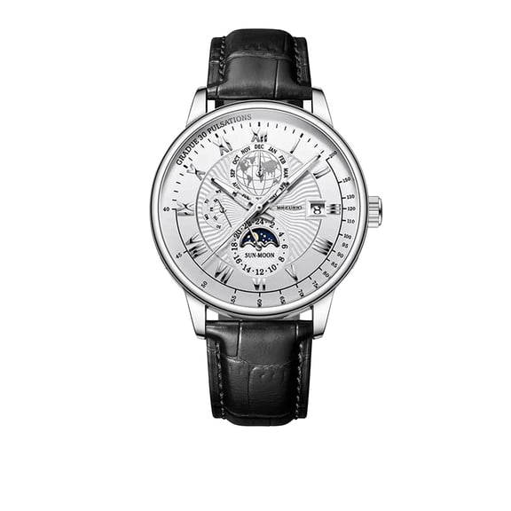 Men Casual Waterproof Roman Numerals Leather Band Analog Quartz Wristwatches with Chronograph Calender Business Watch Gift for Father's Day