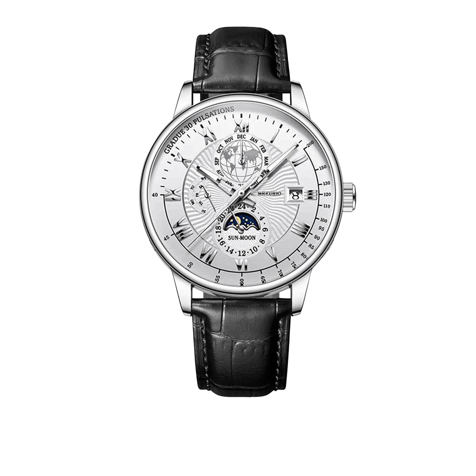 Yatlte Mens Leather Band Quartz Watch, Men's Analog Business Working Roman Numeral Casual Waterproof Watches with Calendar Date Daily Dress Fashion Wristwatch