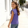 thumbnail image 5 of Chiccall Summer Girls Tank Tops Ribbed Solid Color Casual Comfy Sleeveless T Shirts Round Neck Ruffle Sleeve Thick Strap Undershirts Fashion Shirts for Kids, 5 of 6