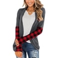 thumbnail image 4 of Uhndy Winter Jackets Coats for Women, Women Ladies Plaid Print V-neck Cardigan Long Sleeve Coat Outerwear Christmas Gifts for Women, 4 of 6