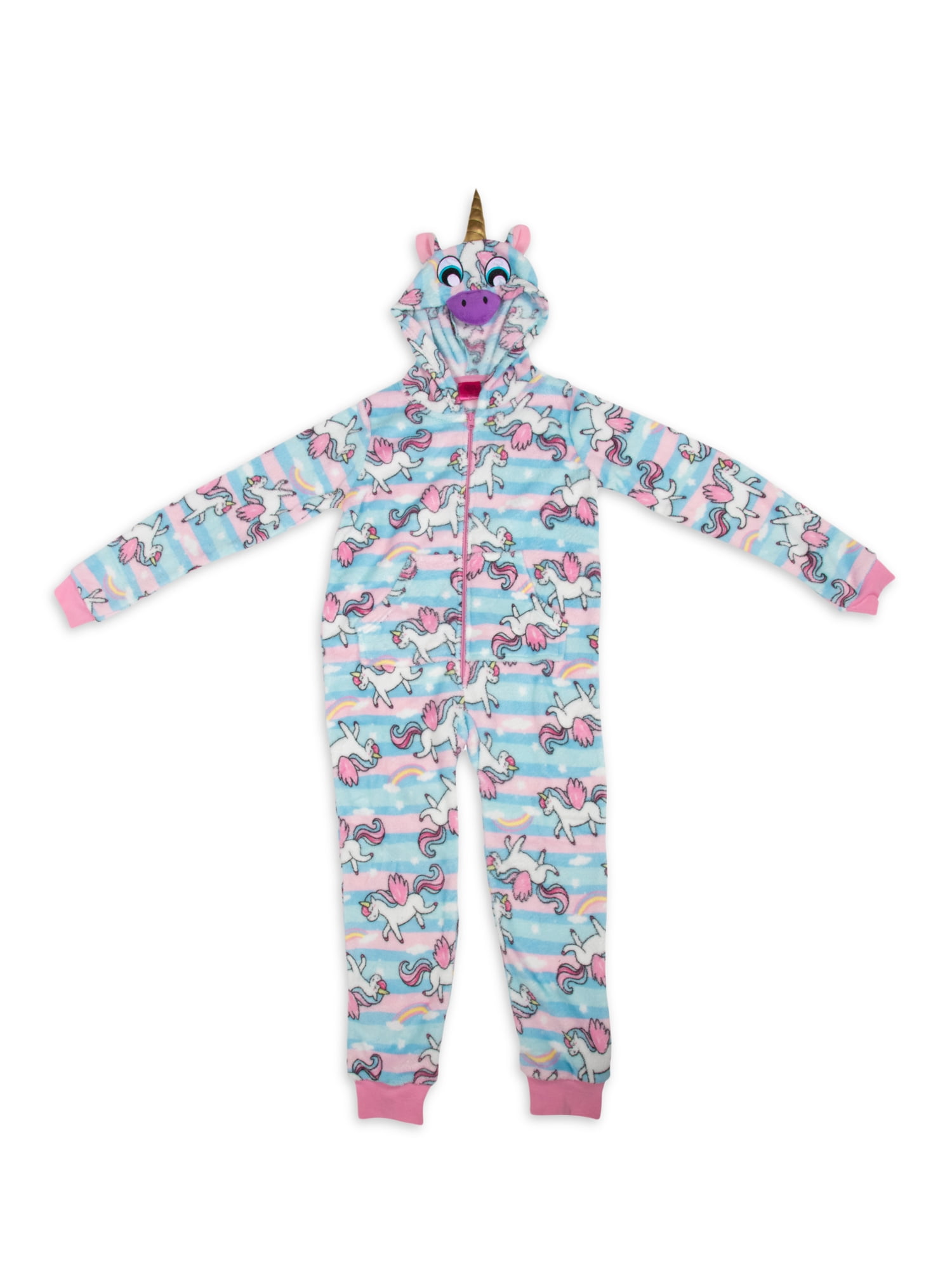 Chili Peppers Girls Coral Fleece Critter Onesie Pajamas, Sizes 4-7 ...