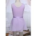 thumbnail image 5 of RUNQHUI Children Little Big Girl Ballerina Outfits Solid Color Ballet Dance Leotard with Chiffon Warp Lavender XL, 5 of 7