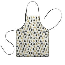 Gold Christmas Tree Pattern Kids Aprons for Girls and Boys,Adjustable Neck Strap Toddler Aprons for Kids Cooking Baking