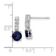 thumbnail image 2 of 6mm 925 Sterling Silver Polished Rhodium Created Blue Spinel and Cubic Zirconia Post Long Drop Dangle Earrings 14x6mm Wi, 2 of 2