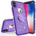 thumbnail image 4 of Compatible for Apple iPhone Xs Case, iPhone X Case, SOGA Diamond Bling Glitter Cute Rhinestone Bumper Slim with Ring Stand Girls Women Cover [Purple], 4 of 5