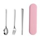 thumbnail image 2 of de utensilios de material acero inoxidable con estuche Cubiertos Palillos de picnic reutilizables Accesorios para el almuerzo para picnic Viajes 3pcs rosa BLESIY cubiertos de viaje, 2 of 8