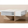 thumbnail image 6 of Baxton Studio Rasa Modern and Contemporary Two-Tone White and Oak Finished Wood Coffee Table, 6 of 6
