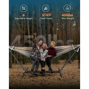 KEESTP Comfortable 2 Person Hammock with Stand,Ease of Assembly Portable Brazilian Hammock,450lb Capacity - Coffee
