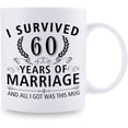 thumbnail image 2 of 60th Wedding Anniversary Mugs for Couple Husband Wife - I Survived 60 Years of Marriage and All I Got Was This Mug - 60 Year Anniversary 11 oz Coffee Mug for Him Her, 2 of 6