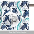 thumbnail image 6 of Summer Marine Life Valance Curtain Watercolor Navy Blue Sea Turtle Ocean Seaweed Wave Window Valances Rod Pocket Short Curtains Window Treatments for Kitchen Bedroom Bathroom Laundry 60" x 18", 6 of 9