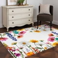 thumbnail image 4 of Spring Floral Area Rugs Collection 2.7'x5', Yellow Pink Flowers Botanical Farmhouse Non Slip Indoor Rectangle Throw Runner Rug Floor Mat Carpet for Living Room Dining Table Bedroom Nursery, 4 of 9