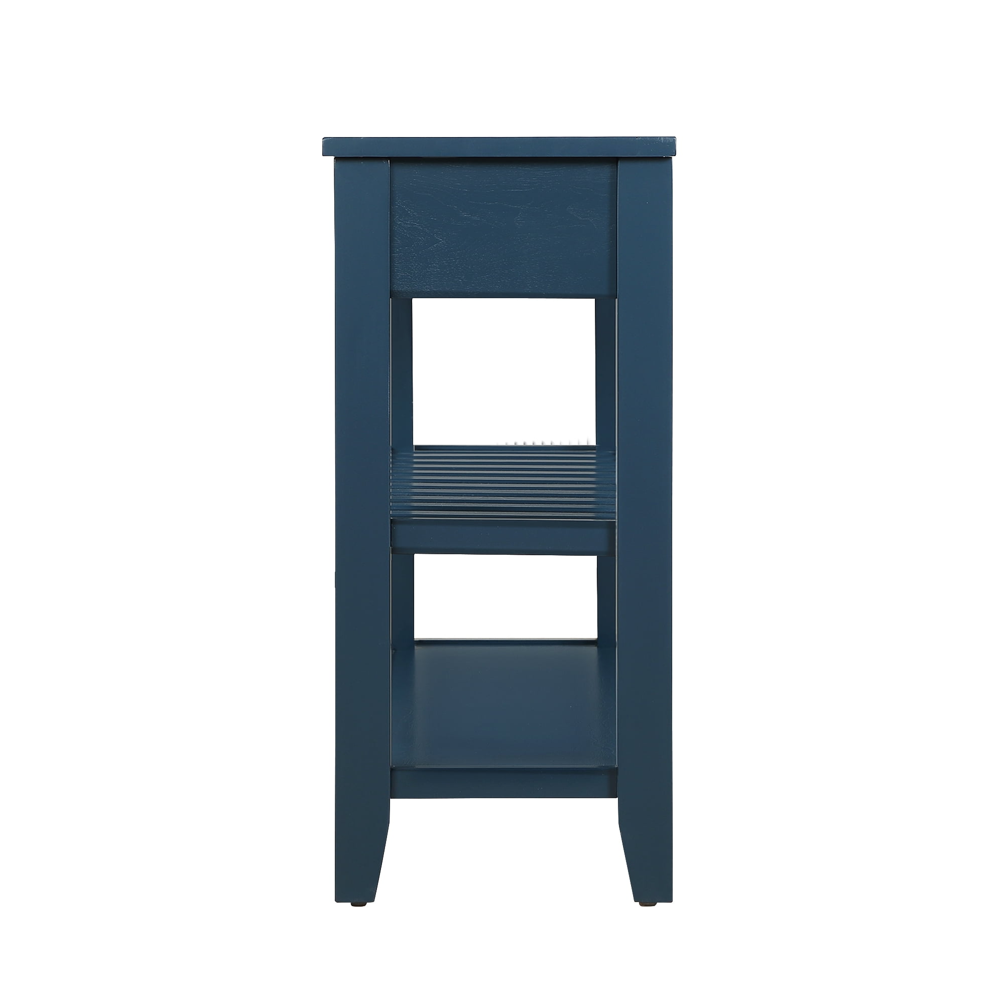 42 inch Solid Wood Mid-Century Console Table with 2 Drawers & Shelves – Entryway Sofa Table, Sideboard, Navy Blue