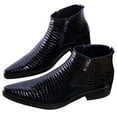 thumbnail image 7 of Santimon Men Crocodile Pattern Leather Boots Fashion Ankle Boots Casual Chukka Boots Black 10.5 US, 7 of 7