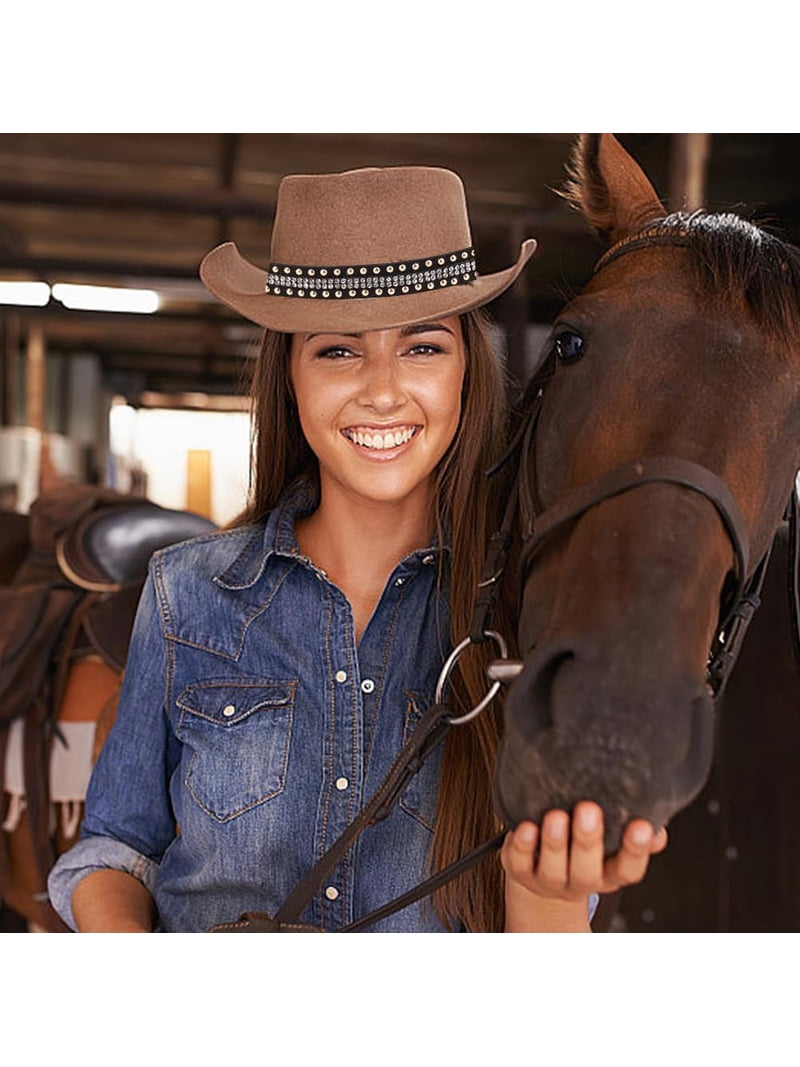 6 Styles Rhinestone Cowboy Hat Bands 15.3-20.2in Bling  display picture 1