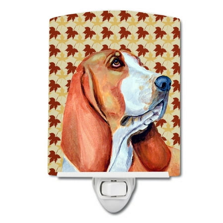 

Caroline s Treasures LH9107CNL Basset Hound Fall Leaves Portrait Ceramic Night Light 6x4x3 multicolor