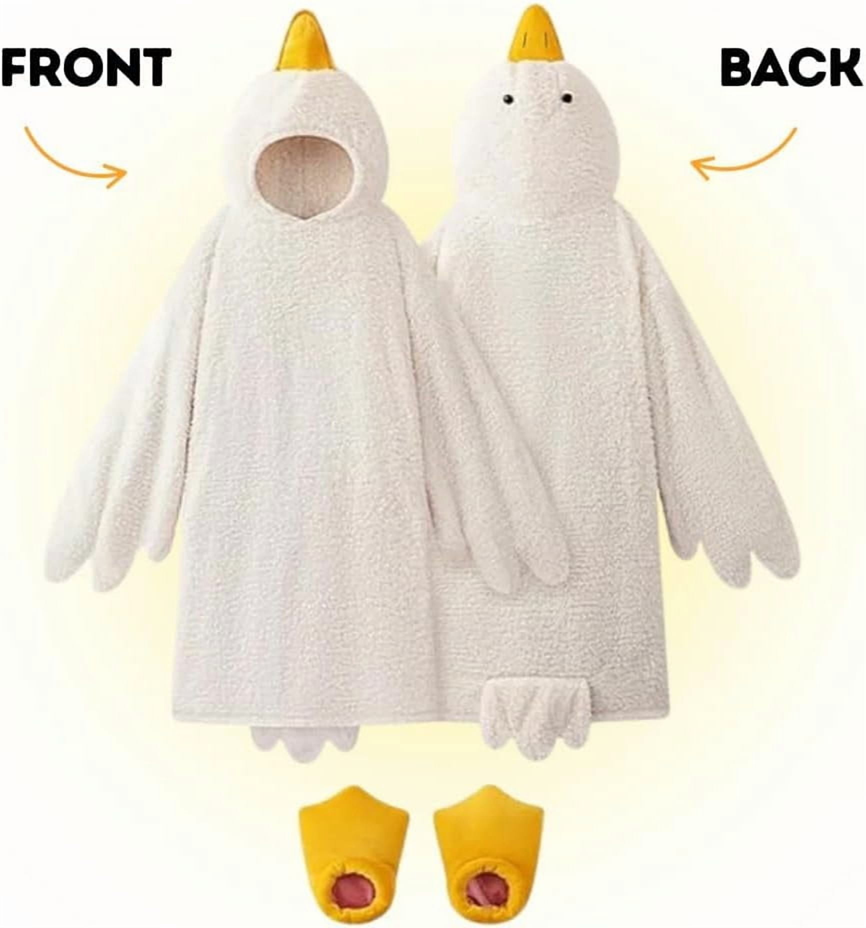 Snuggy Ducks, Goose Blanket Hoodie, Funny Duck Rubber Wearable Blanket Hoodies, Goose Blankets White Duck Costume