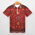 thumbnail image 3 of Red Persian Men Zipper T-shirt Summer Casual Short Sleeve T-shirt Top, 3 of 7