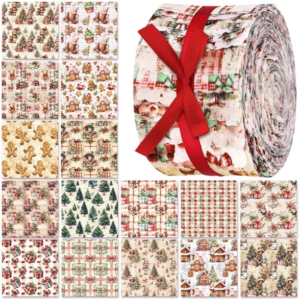 Rollo de Tela Ganeen 100 Piezas Navidad Vintage 6.5x51 cm