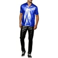 thumbnail image 2 of INSPIRE CHIC Metallic T-Shirt for Men's Stand Collared Shiny Disco Party Polo Tops S Blue, 2 of 6