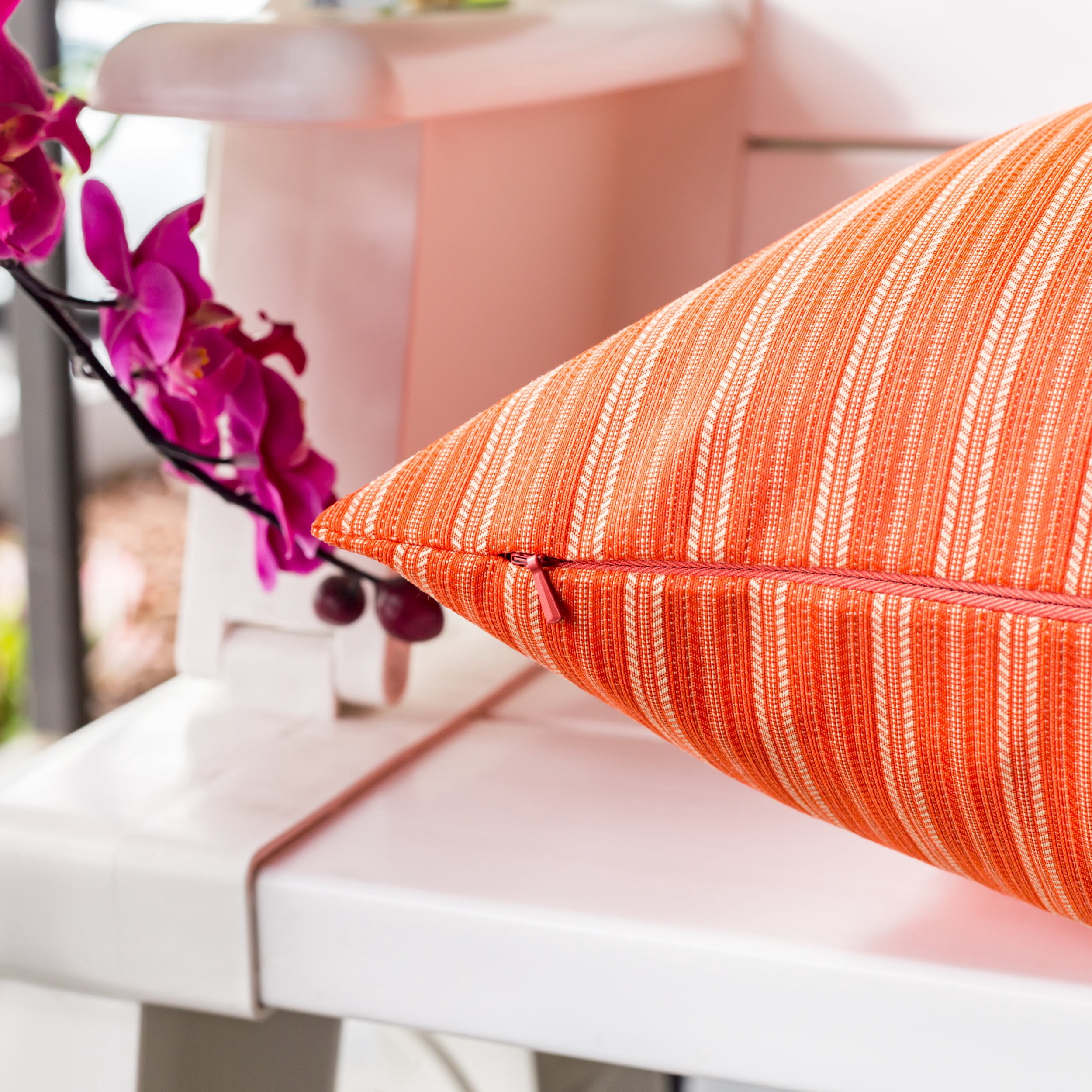 Abby Orange Rectangular Outdoor Throw Pillow