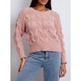 thumbnail image 2 of xiaxaixu Pull Rétro en Tricot Torsadé pour Femmes Couleur Unie Manches Longues Pulls Col Rond Automne Hiver Mode Urbaine, 2 of 9