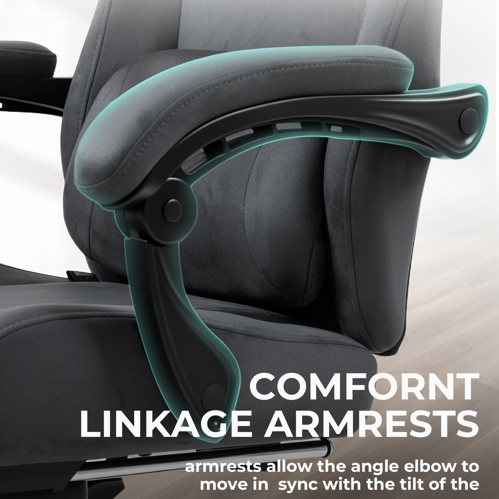 GOOSEA Big and Tall Gaming Chair with Footrest and Suede Fabric, Office Game Chair with Pocket Spring Cushion, High Back Ergonomic for Adults, 440LBS, Gray