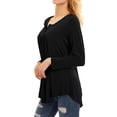 thumbnail image 6 of Women Henley Neck Long Sleeve Solid Color Ruched Buttons Tunic Top, 6 of 8