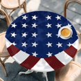 thumbnail image 4 of Fitted Tablecloth for Round Table,American Flag Table Cover with Elastic Edge Waterproof Table Cloth,Stripes Stars Blue Red and White Circle Table Covers for Kitchen Indoor Outdoor Picnic Party, 4 of 9