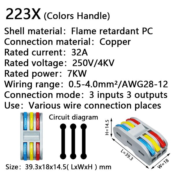 Conector de Cable compacto Universal 222X 212, conexión de cableado, iluminación, bloque de terminales de Conductor Push-in, Mini conector de Cable rápido