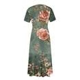 thumbnail image 7 of LWavelet Women's Plus Size Floral Maxi Dress Short Sleeve Tie Waist Casual Boho Flowy Dress with Pockets Purple 2XL, 7 of 7