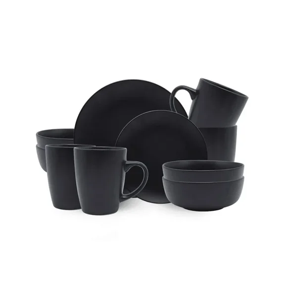 Vajilla De Cerámica Moderna 16 piezas 4 Personas Chefmaker Royal Negro Chefmaker Moderno