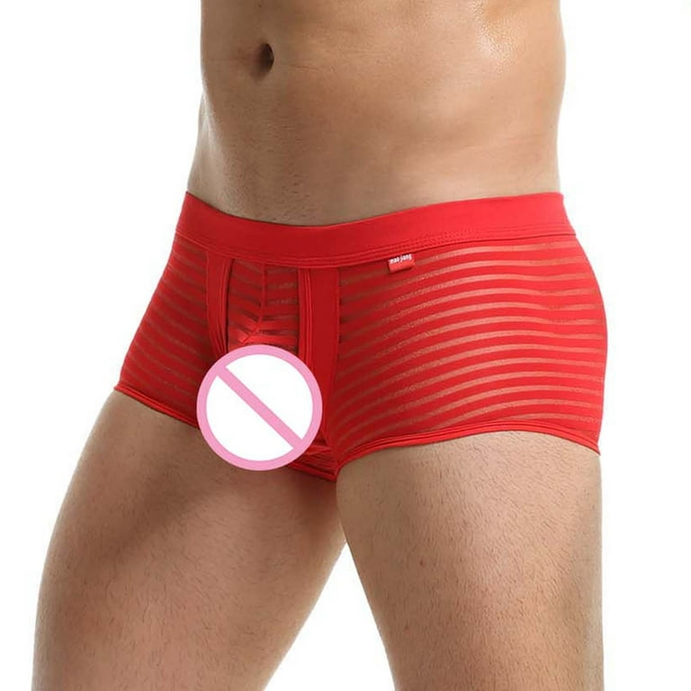 zuwimk Mens Underwear Briefs,Mens Thong Underwear Enhancing Ball Pouch  T-Back Bikini Briefs Red,M